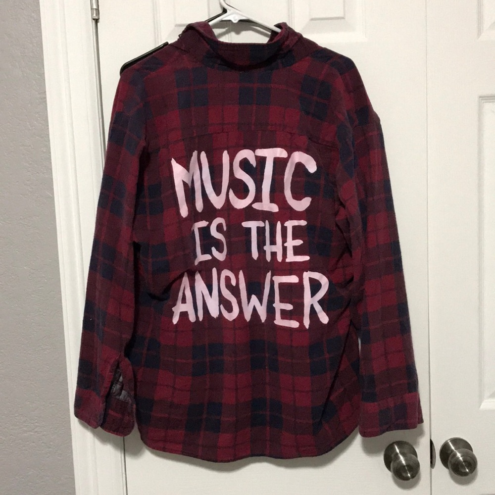 Jak Vanek Music is the Answer Vintage Flannel
